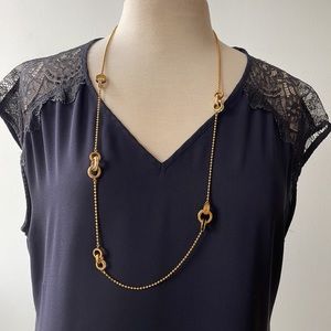 Coach Goldtone Interlocking Circle Long Necklace